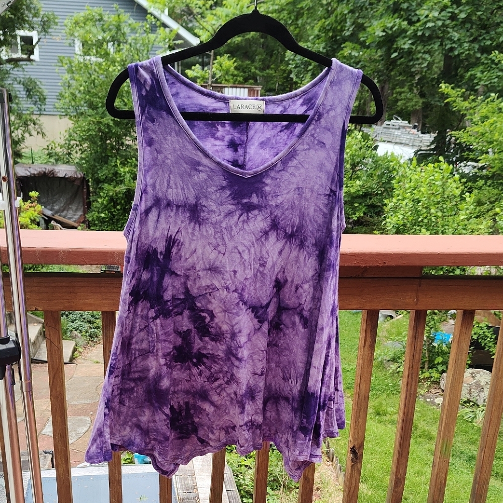 LARACE Purple Sleeveless Tie-Dye Tank Top